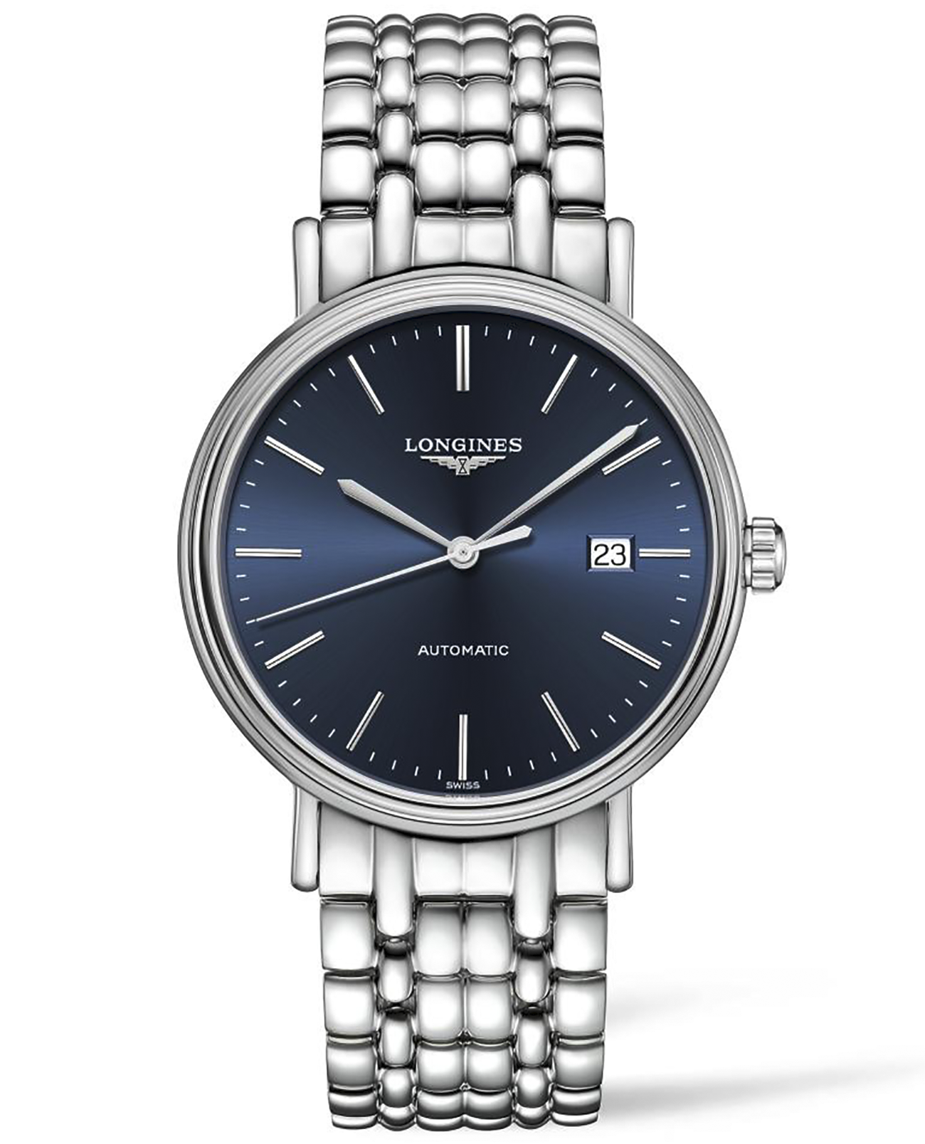 Longines Longines Presence  L4.922.4.92.6  L49224926 механические мужские часы синий циферблат, браслет нержавеющая сталь — вид спереди